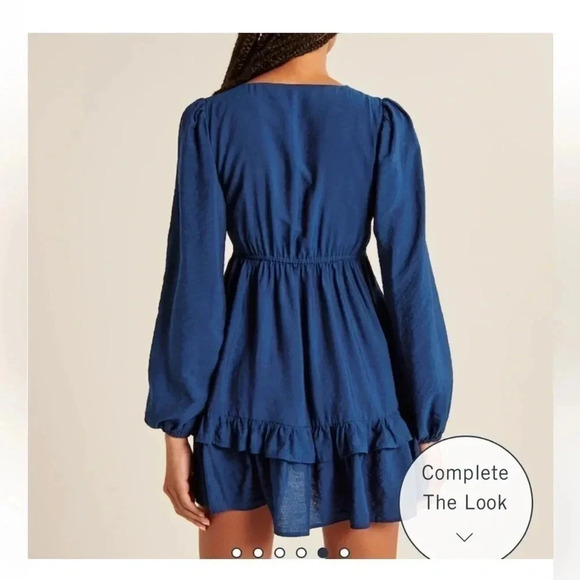 NWT - Abercrombie & Fitch Long-Sleeve Babydoll Ruffle Mini Dress - Size XXS - Picture 2 of 9